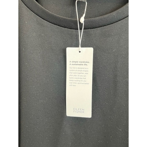 NWT EILEEN FISHER Lightweight Ponte Crew Neck Dress Sleeveless Midi Black XL - Picture 5 of 7